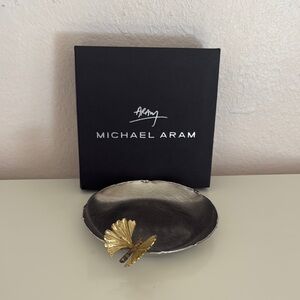 Michael Aram Silver Dish with Gold Butterfly